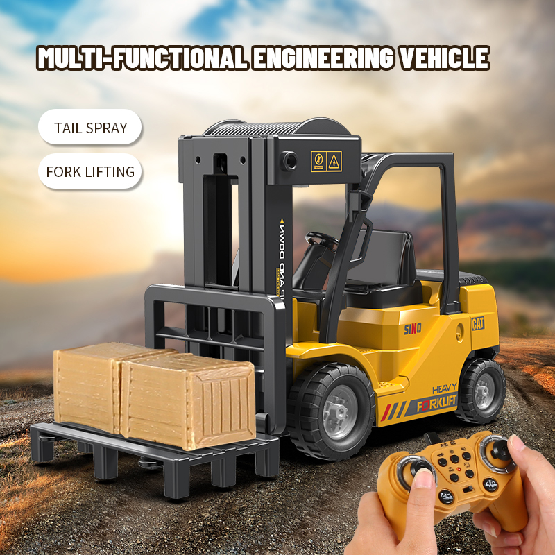 รถยกไฟฟ้า mobil RC รถเครนรถบังคับวิทยุรถบังคับวิทยุของเล่นสำหรับเด็กผู้ชาย kado ulang tahun