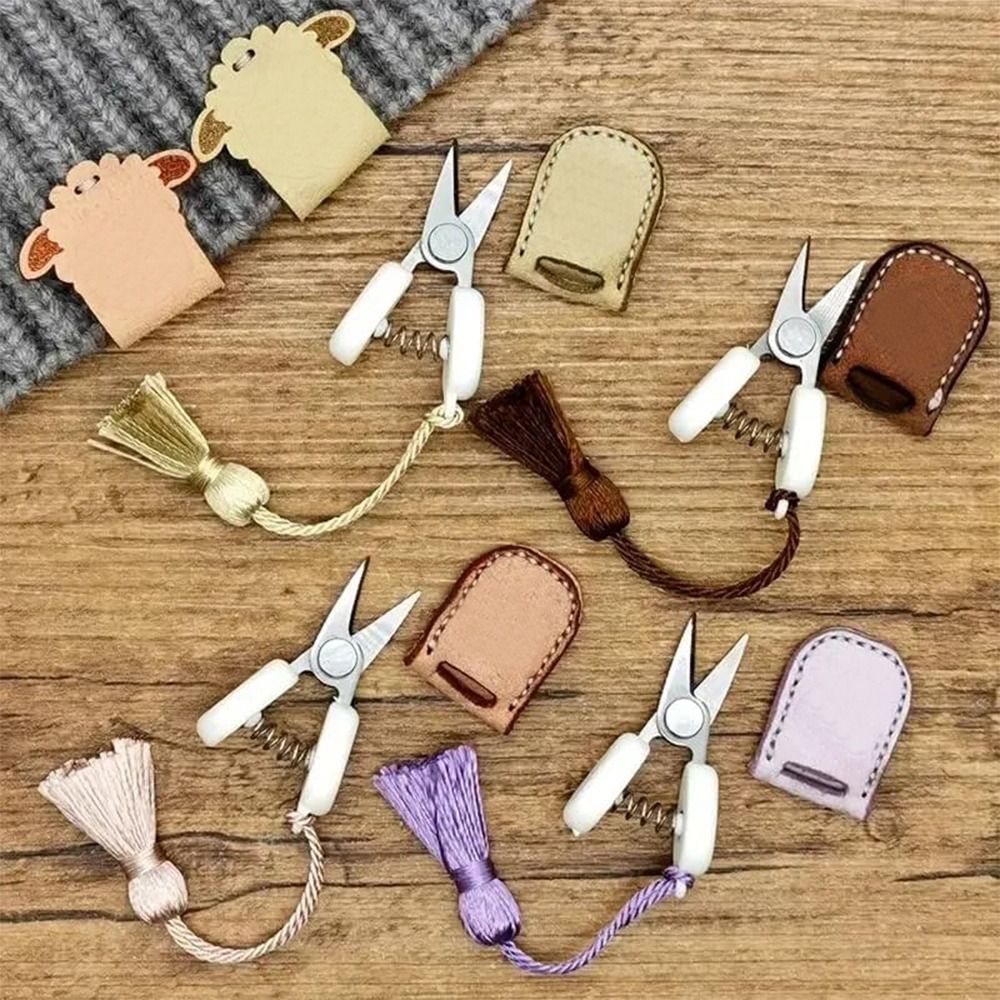 Con cubierta protectora arte Mini tijera de alta precisión punta recta DIY costura tijera pequeña suministros de costura Metal