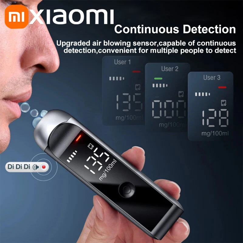 Xiaomi-probador de Alcohol automático, alcoholímetro profesional, alcoholímetro recargable, herramientas de prueba de Alcohol, novedad de 2025