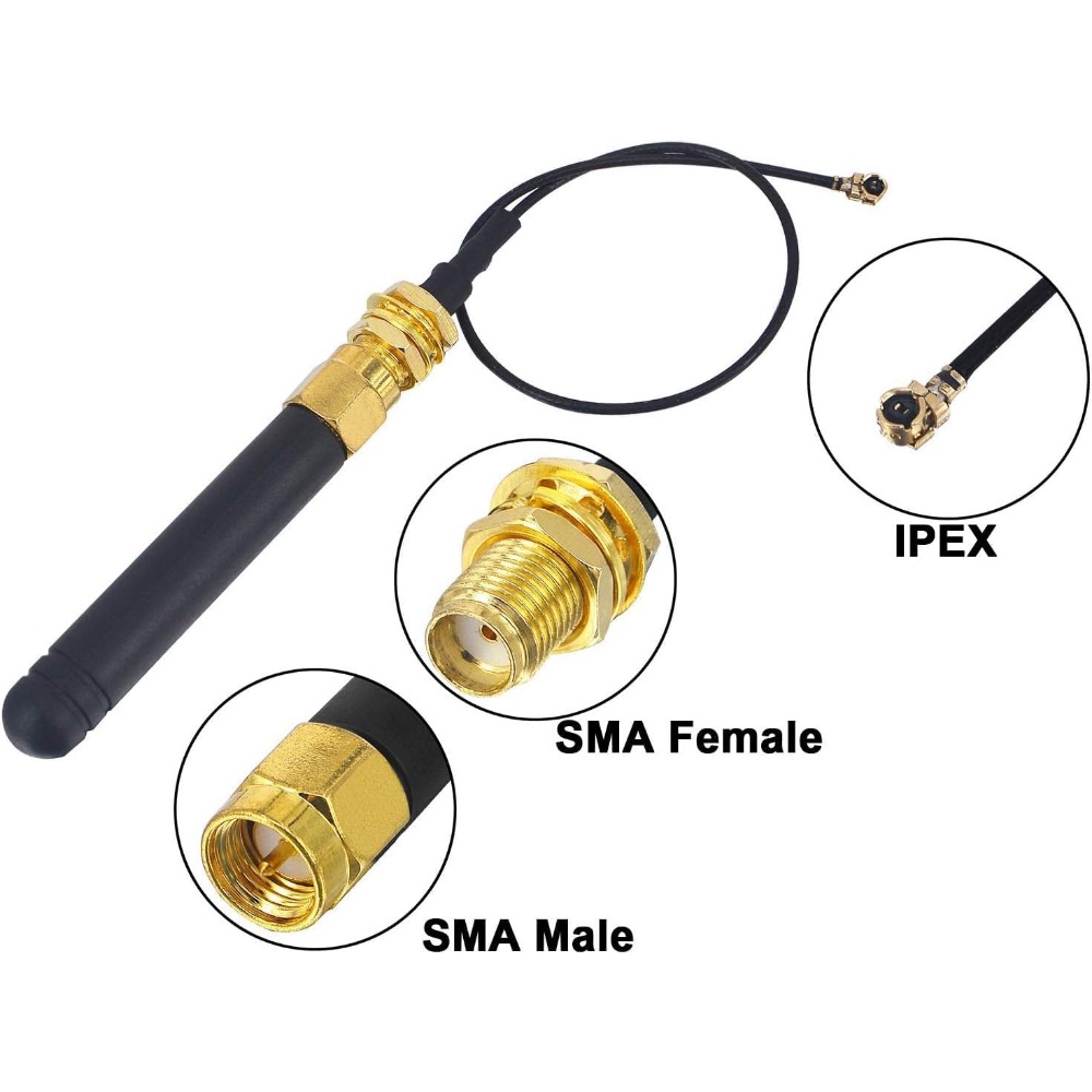 4 Uds antena LoRa 868MHz 915MHz 3DBI con conector U.FL I-P-E-X-1 a SMA para placa Lora ESP32 Lora32u4 II WiFi Lora32 15cm