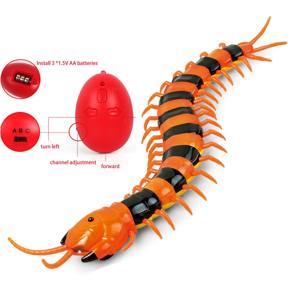 RC สุนัขแมวสัตว์เลี้ยงสัตว์ของเล่นรีโมทคอนโทรลด้วงไฟฟ้าแมลงสาบแมงมุม Caterpillar ปลอมงูไดโนเสาร์ Tricky Cobra Centipede