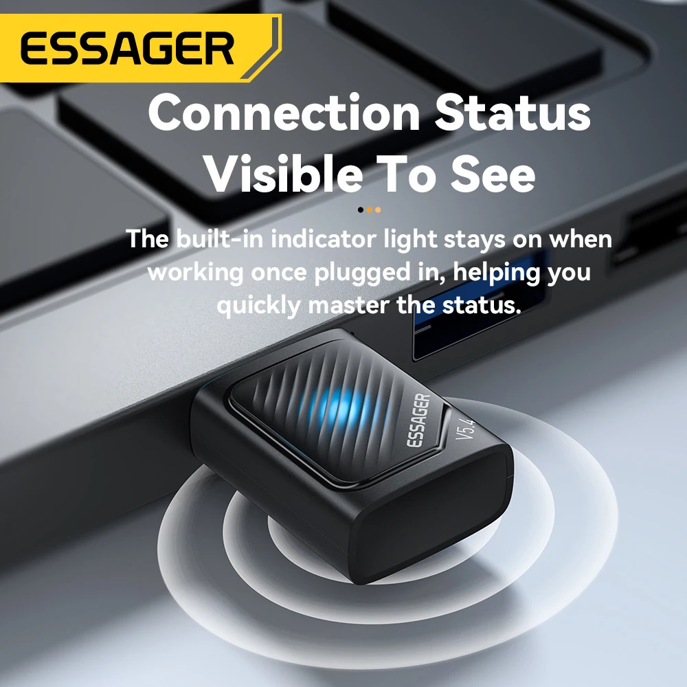 Essager USB Bluetooth 5,4 адаптер беспроводной передатчик приемник для ПК ноутбук драйвер бесплатно для Win10/11 Bluetooth клавиатура мышь