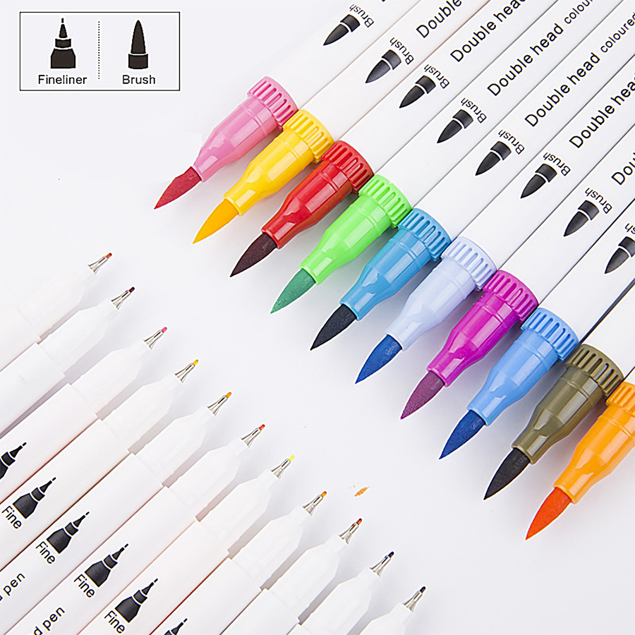 24/48/60/80/100 สี Double-HEAD Washable สี MARKER ชุดอุปกรณ์ศิลปะสําหรับศิลปินเกาหลีเครื่องเขียนอุปกรณ์โรงเรียน