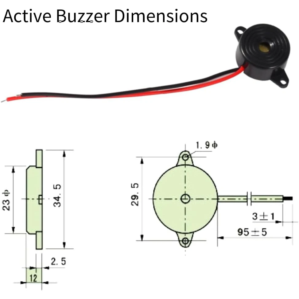 1 Uds SFM-27 DC 3-24V sirena de alarma zumbador activo piezoeléctrico electrónico, altavoz de pitido continuo de alto decibelio de 95dB para Arduino