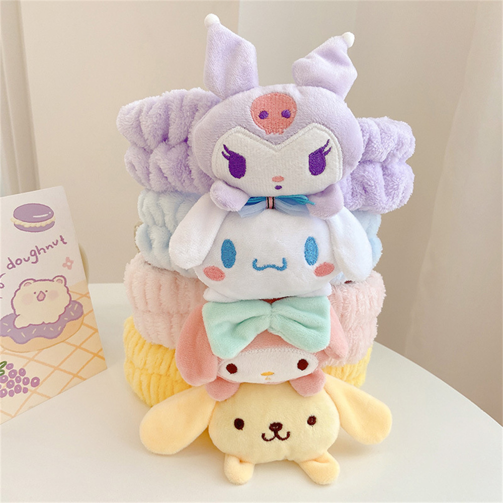 Sanrio Kuromi Gezicht Wassen Polsbandje Melody Cinnamoroll Pompompurin vrouwen Hoofdband Make-Up Gezicht Wassen Toiletartikelen Meisjes Geschenken