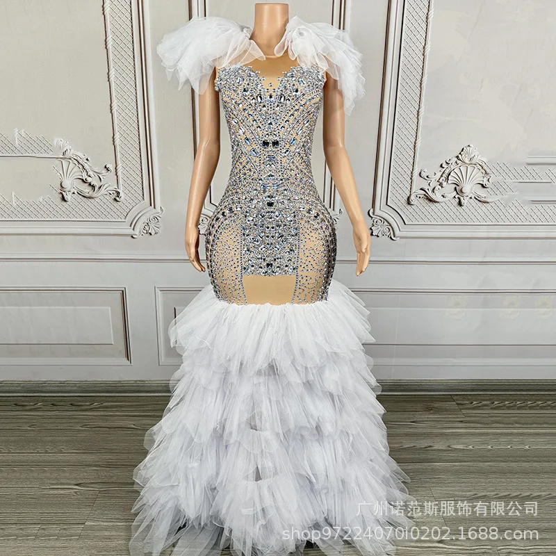 Luxuriöses Diamant-Konzert-Atmosphären-Socializing-Ball-Abendkleid, Studio-Modelle, Modenschau, Performance-Kleid, Hochzeitskleid