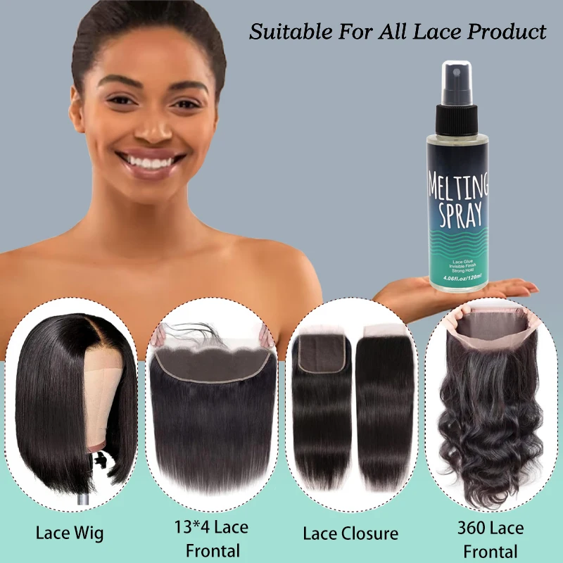 Nunify Colla liquida per pizzo 120 ml Spray di fusione per installare parrucche Parrucchino Chiusura in pizzo Colla adesiva impermeabile Spray Colla trasparente per parrucca