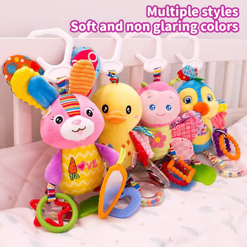 Jouet de cloche d'anneau d'animal doux pour enfants, compagnon de sommeil pour bébé, jouets de dessin animé, prise de doigt d'exercice, longue durée