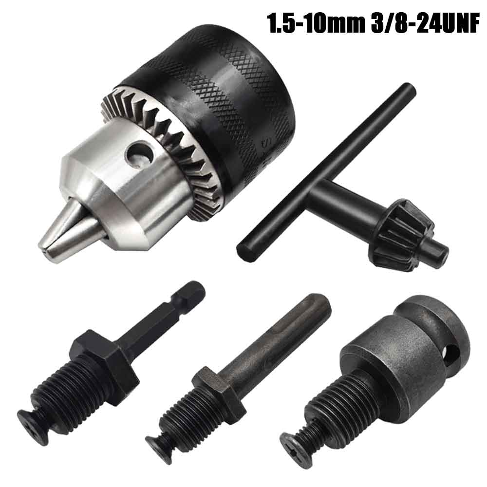 1,5-10 mm boorkop, 3/8-24UNF montage slagschroevendraaier bits Chuck conversie zeskantschacht/SDS-Plus socket vierkante adapter met Chuck sleutel