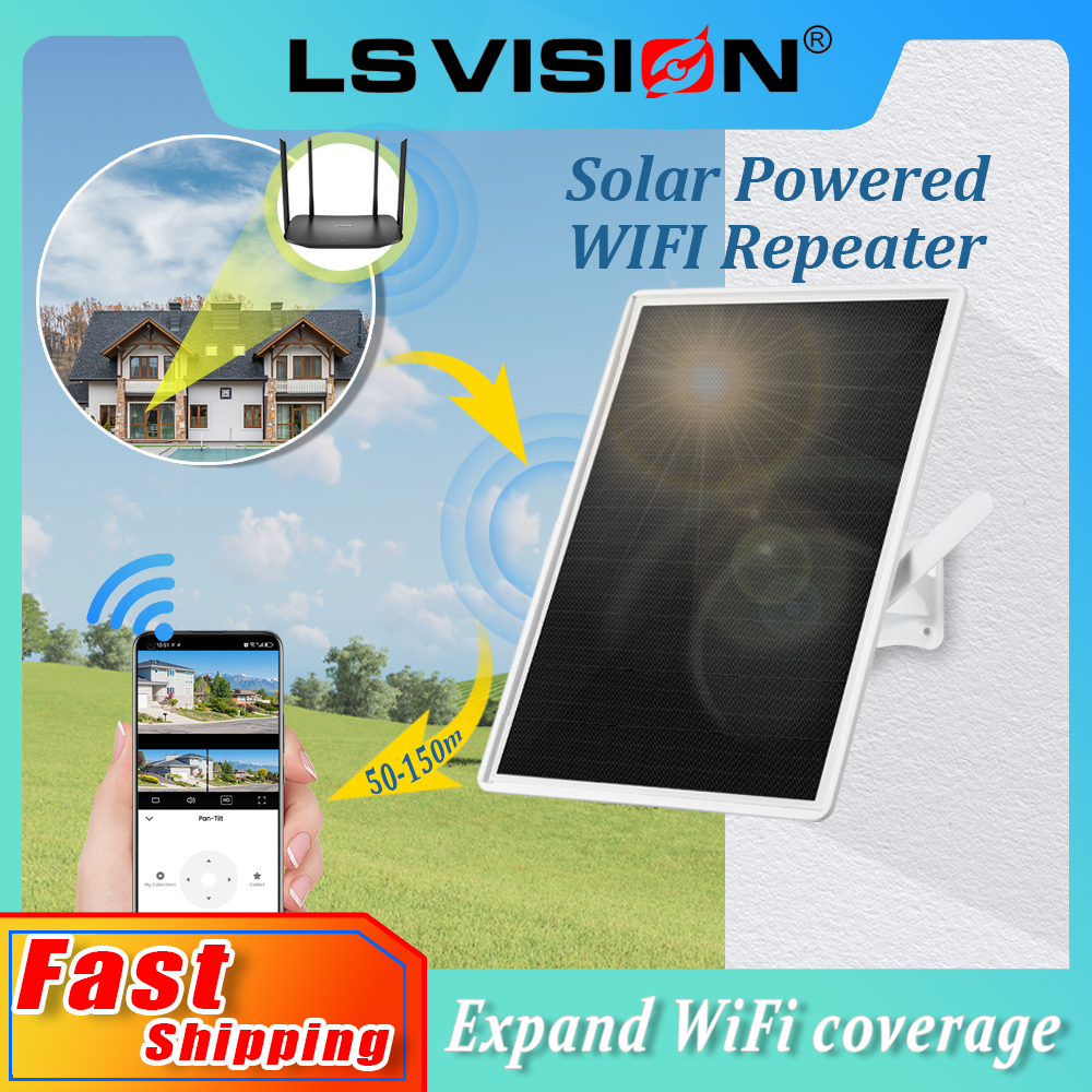 LS VISION 15W Solar Powerd Solar Repeater Signal Booster WiFi Range Extender Built-in 20000mAh Battery WiFi Wireless Repeater