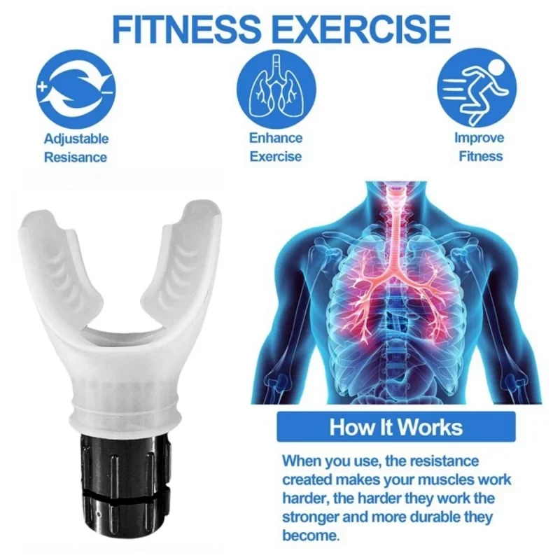 Black New Breathing Trainer Lung Flexer Durable Fitness Exerciser Increases Lung Capacity Breath Adjustable Levels Respiratory