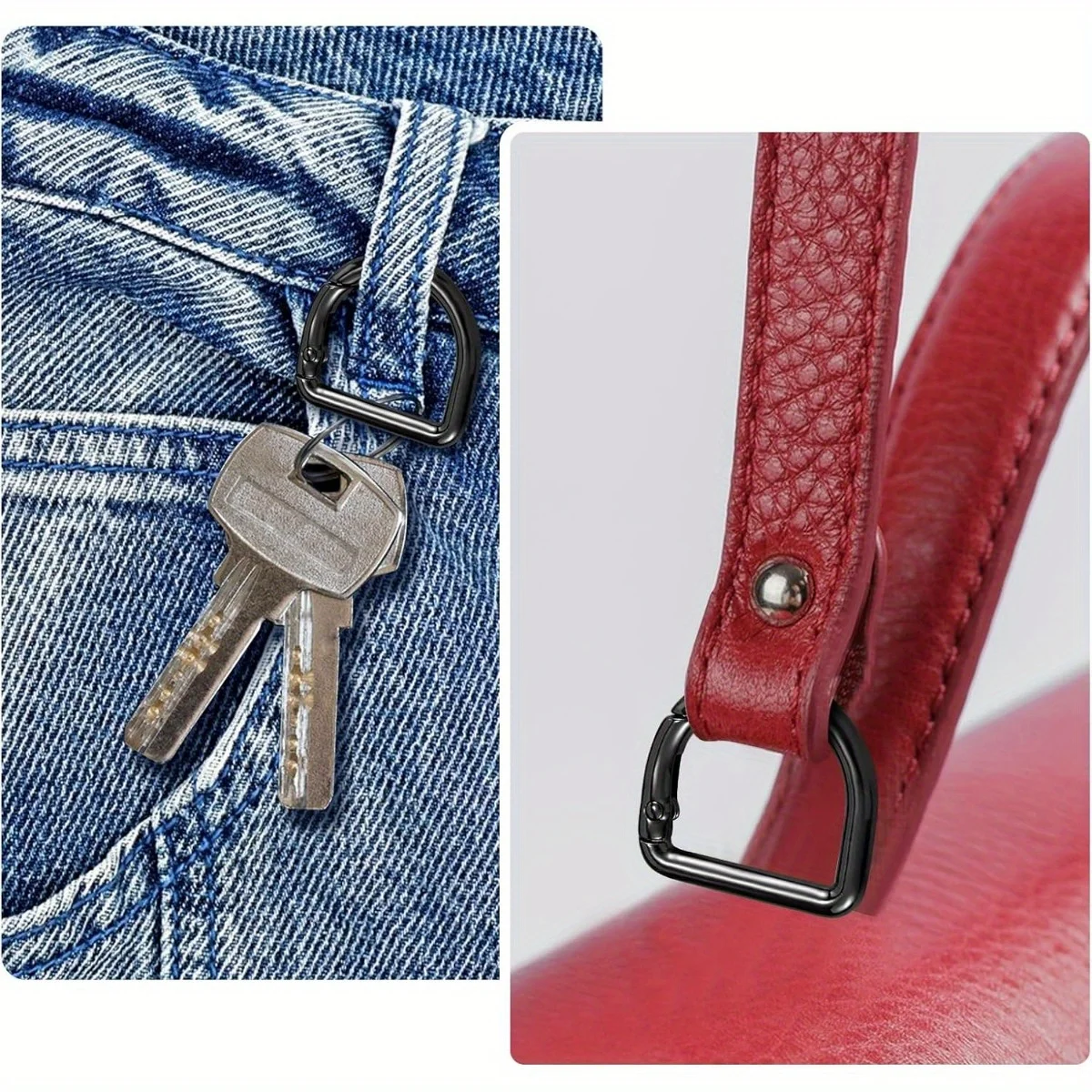 Boucles métalliques ouvrables avec anneau en D, 5 pièces, sangle de bagage, fermoir de connexion, porte-clés à ressort, accessoires matériels