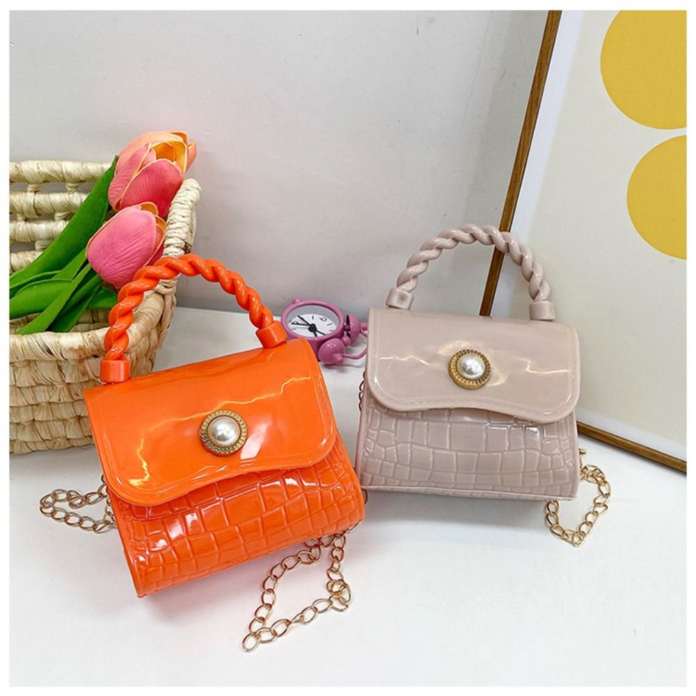 Mini bolsa crossbody para crianças nova moda verão pérola pvc geléia bolsa de ombro meninas bolsa moeda