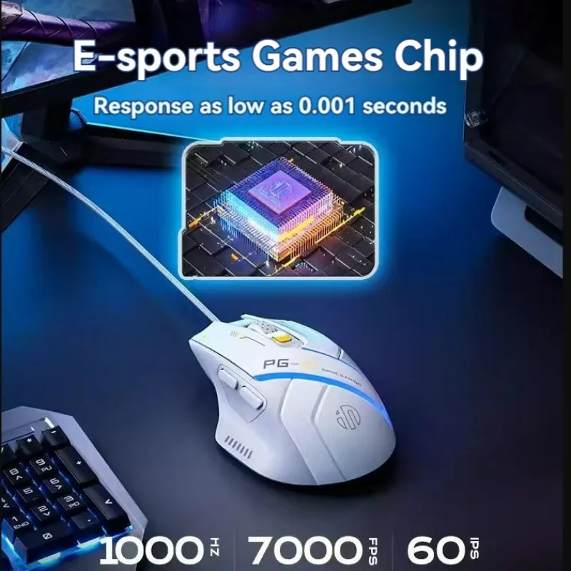 Проводная мышь Inphic Pg1, игровая мышь, RGB светоизлучающая макропрограммирование, 12800 точек на дюйм, 6 клавиш, компьютерная мышь, частота закатания 1000 Гц