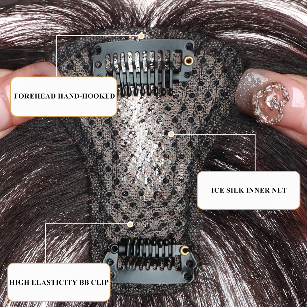 3D曲面フリンジ、ヘアピース付き、100% 本物の人間の髪の毛、蒸気ヘアピース、毎日のウェア