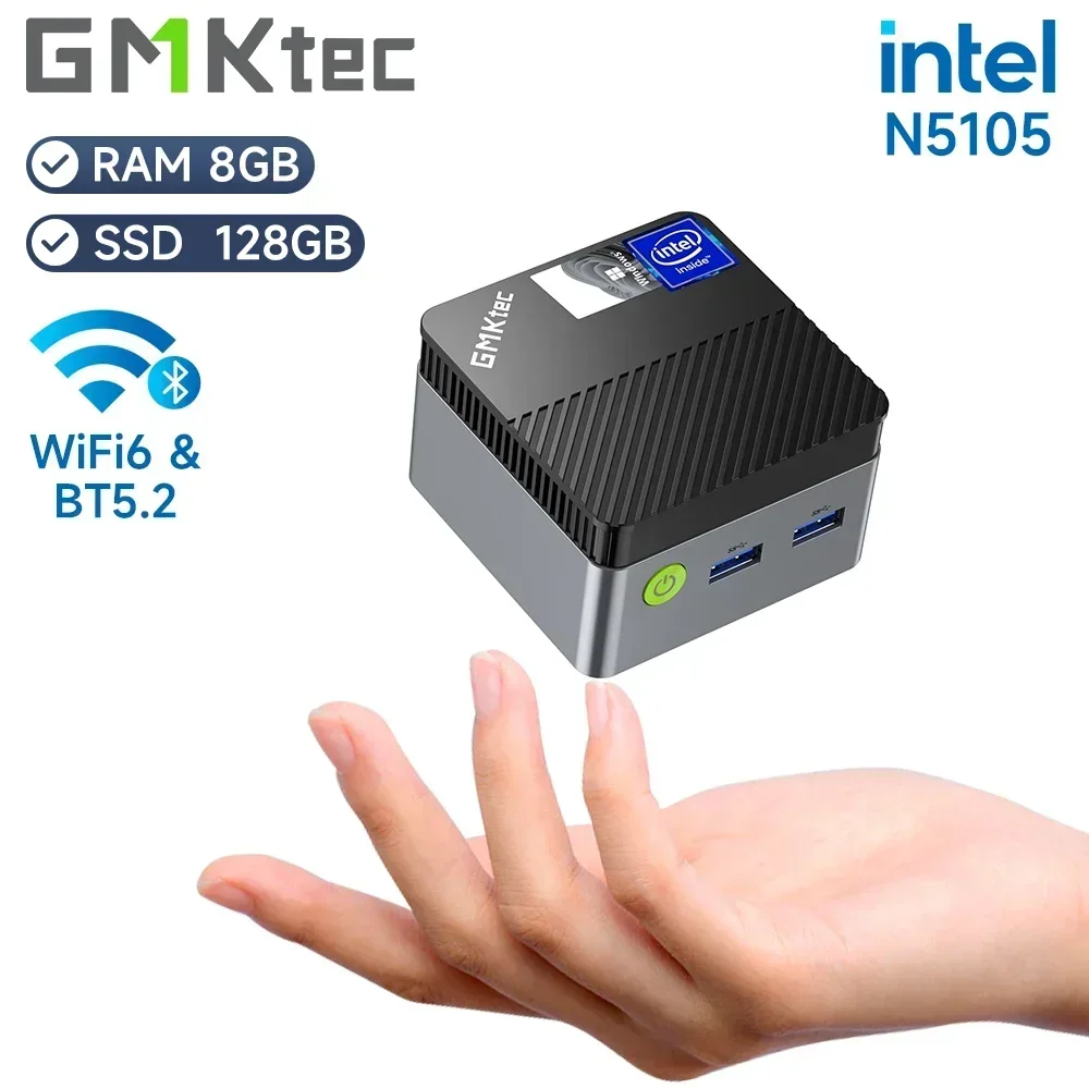 New! GMKtec KB5 Mini PC Intel Celeron N5105 Windows 11 Pro 4K Mini PC DDR4 8GB RAM 128GB ROM WiFi5 BT4.2 Desktop Computer Work