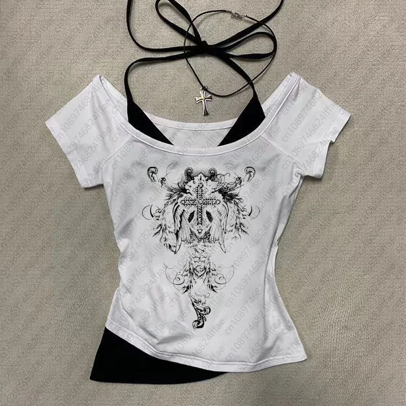 Camisetas básicas Vintage con estampado estético Y2k, ropa para mujer, Top gráfico Retro, camiseta informal de manga corta para mujer, estilo Millennium