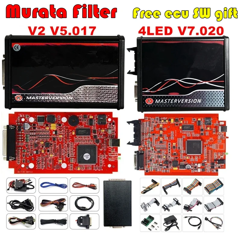 UE Vermelho V2.80 KESS V5.017 KTAG V7.020 4 LED 2.25 Online KESS 5.017 K-TAG 7.020 OBD2 Diagnóstico ECU Programador Filtro de Murata