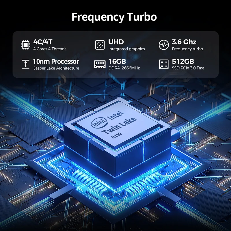 Teclast N30 Mini PC Intel Twin Lake-N150 Windows 11 Pro Mini PC 16 GB DDR4 512 GB PCIE M.2 SSD WiFi 5 BT5.0 Computer desktop