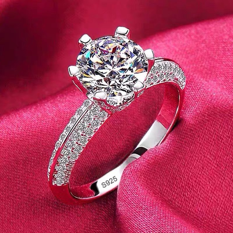 証明書付き高級ソリッド 925 シルバーリング高品質ジルコンディアマント結婚指輪婚約指輪ギフトジュエリー女性のための