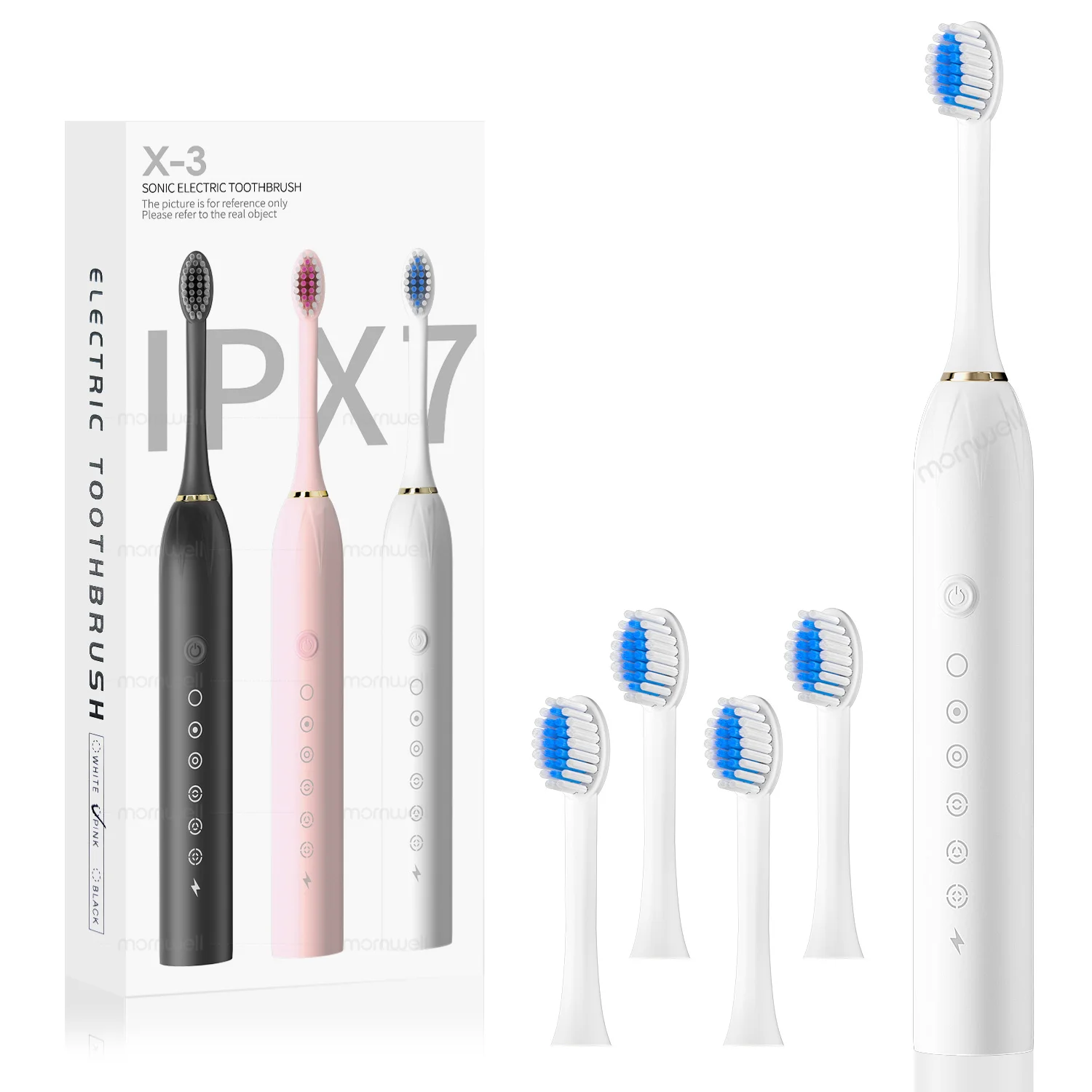 แปรงสีฟันไฟฟ้า IPX7 กันน้ํา DuPont หัวแปรง USB ชาร์จความถี่สูงทําความสะอาด 6 โหมดการทําความสะอาดสําหรับฟัน-สีขาว