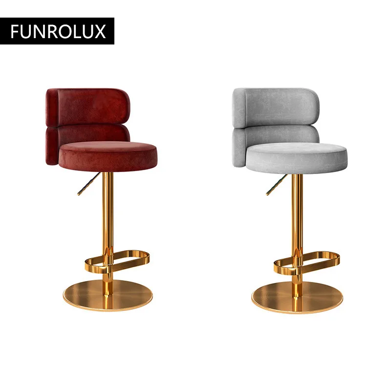 Counter Height Bar Stools with Back, Modern Adjustable Swivel Chair Liftable and Rotatable Light Luxury Bar Stool