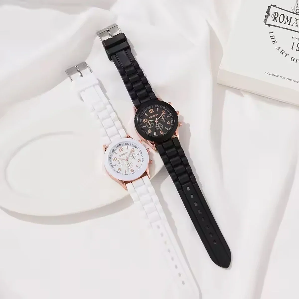 Relógios femininos da moda casual pulseira de silicone relógio analógico de quartzo (sem caixa)