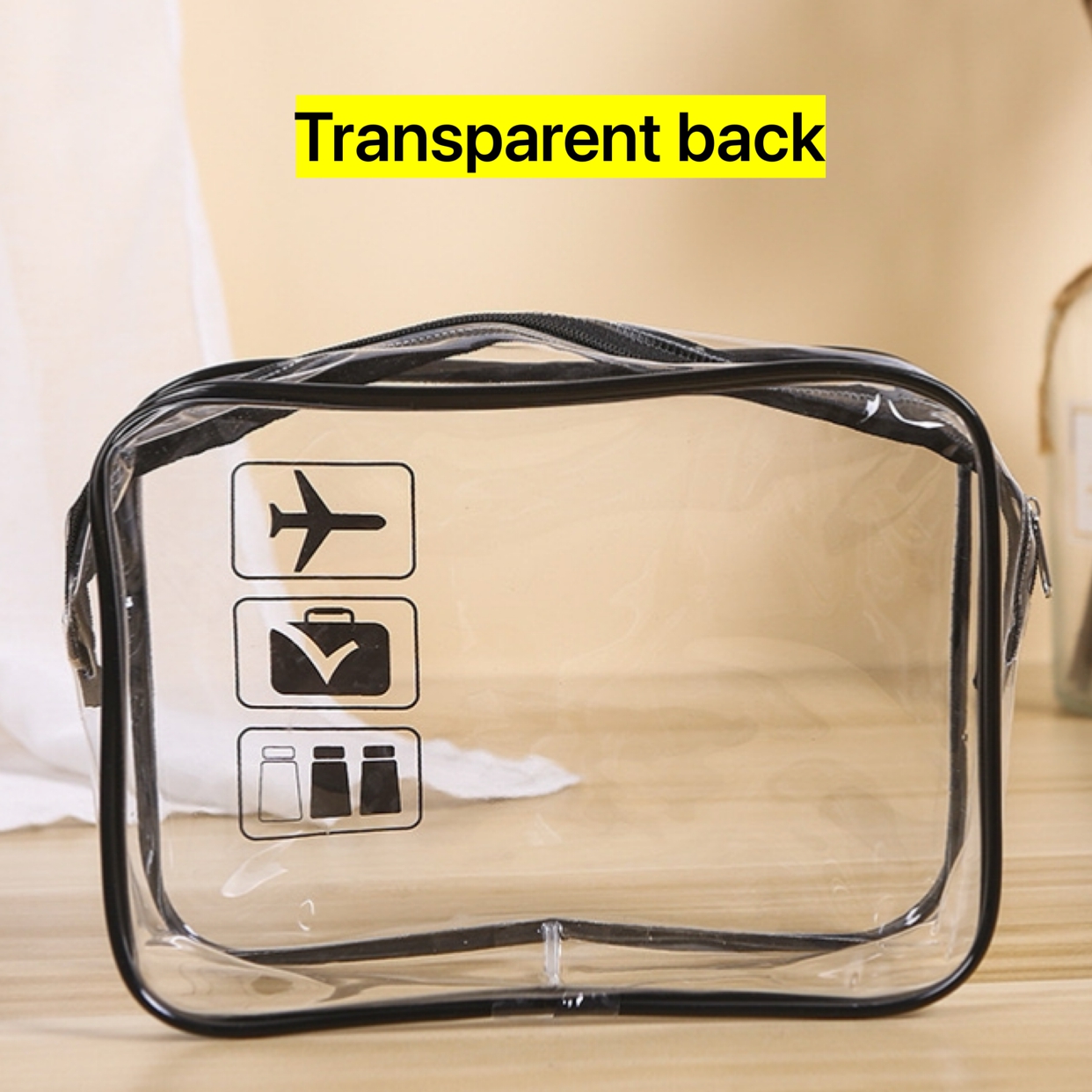 Pvc ビニール袋防水化粧品バッグ旅行化粧品収納袋かばんかばん透明トイレタリーバッグ飛行機のロゴ