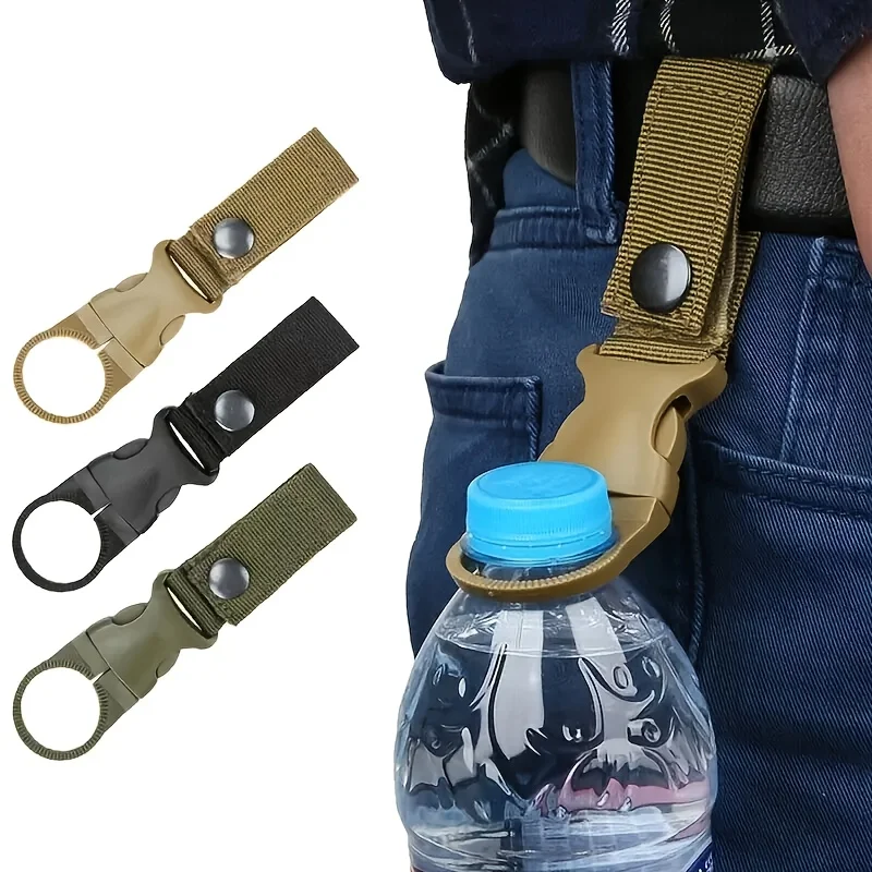 Clip per bottiglia d'acqua con gancio per fibbia in tessuto da 1 confezione - Nylon resistente con fibbia di sicurezza, multicolore opzionale, adatto per il campeggio,