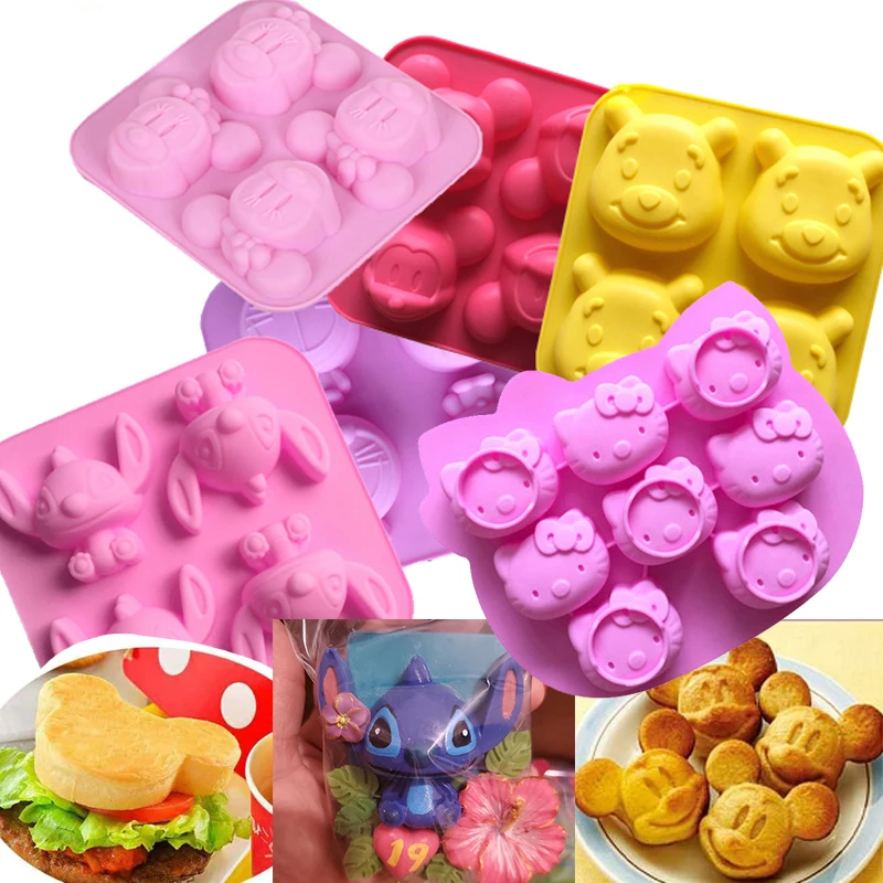 Hoạt Hình Khuôn Silicone Cho Làm Bánh Gấu Lợn Paw Sói Chocolate Xà Phòng Khuôn Mẫu Động Vật Trang Trí Bánh Dụng Cụ Cho Bé Tắm Đá khay