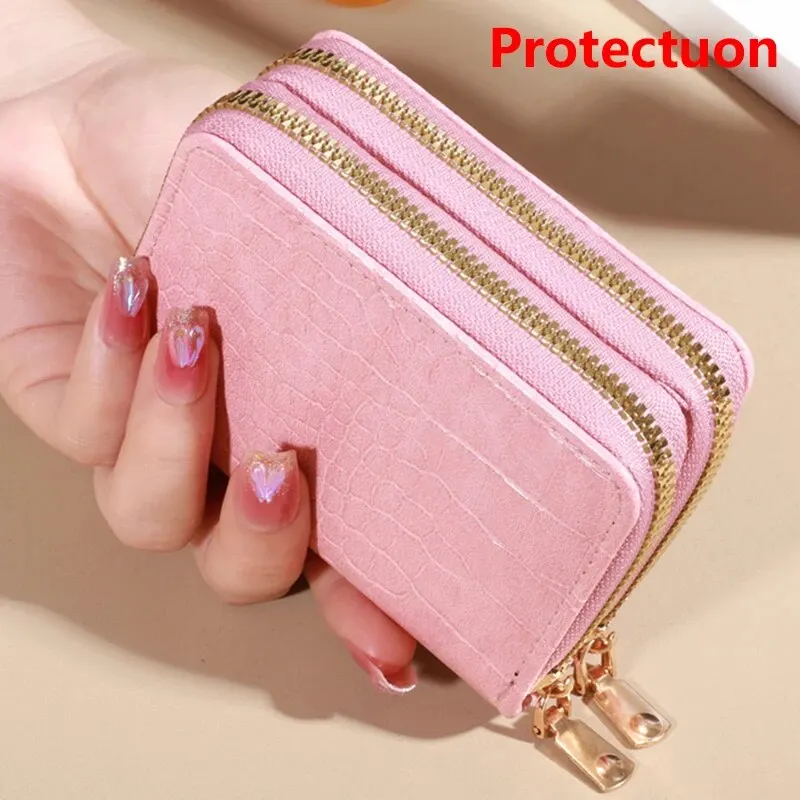 Elegant Women's Multi Card Wallet - Secure Double Zip Clutch | Casual PU Leather Purse with Style Storage Crocodile Card Bag