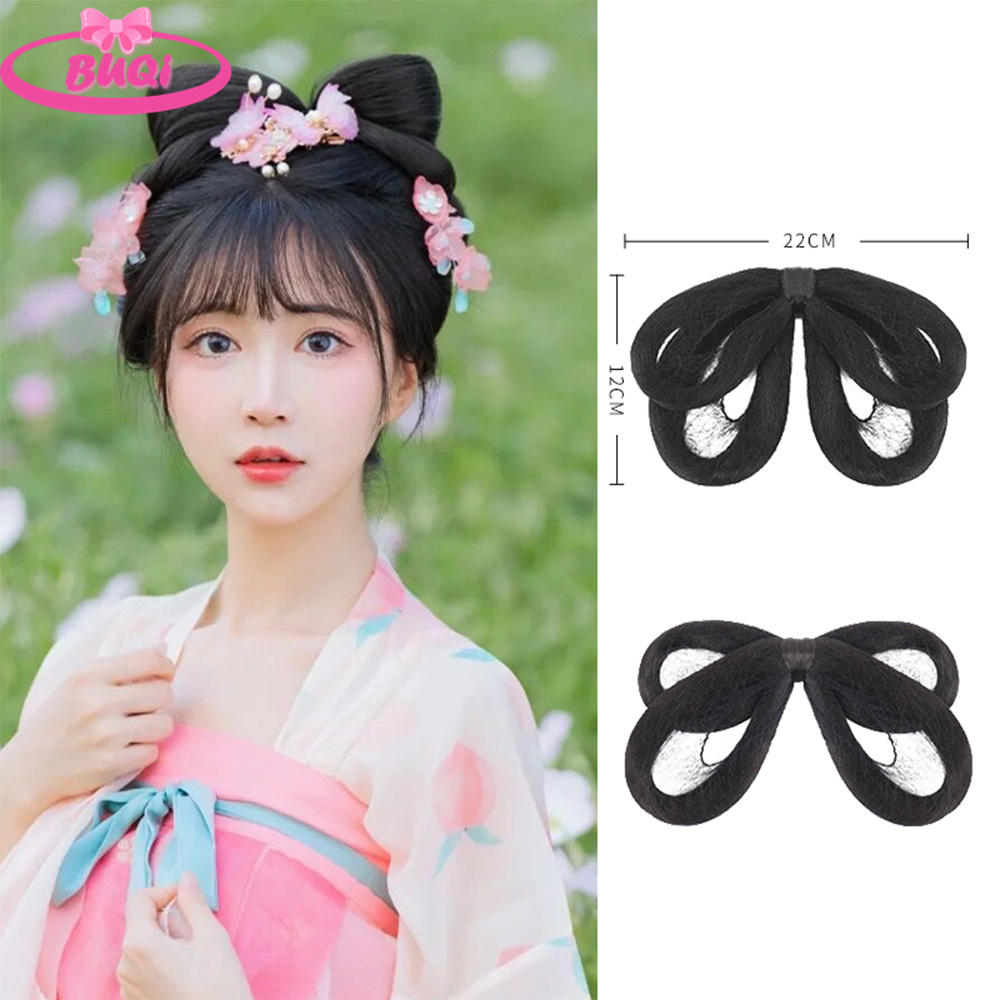 Hanfu cosplay cabelo chinês antigo peruca chignon sintético falso hanfu cabelo bun princesa chinesa cosplay extensões de cabelo