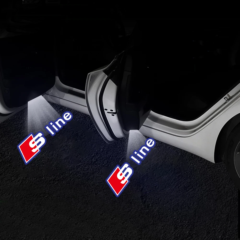 Luz LED de bienvenida para puerta de coche, 2 uds., para AUDI S Line Quattro S3 S4 S5 S6 S7 S8 RS A3 A5 A7 A4L A8L Q3 Q5 Q7 A4 A6L HD, lámpara de proyección