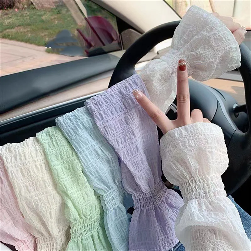 Verano hielo seda manga larga Anti-quemaduras de sol cubierta de brazo hombres mujeres puño nuevo fresco mangas de mano Anti-UV ciclismo manga de brazo sin dedos