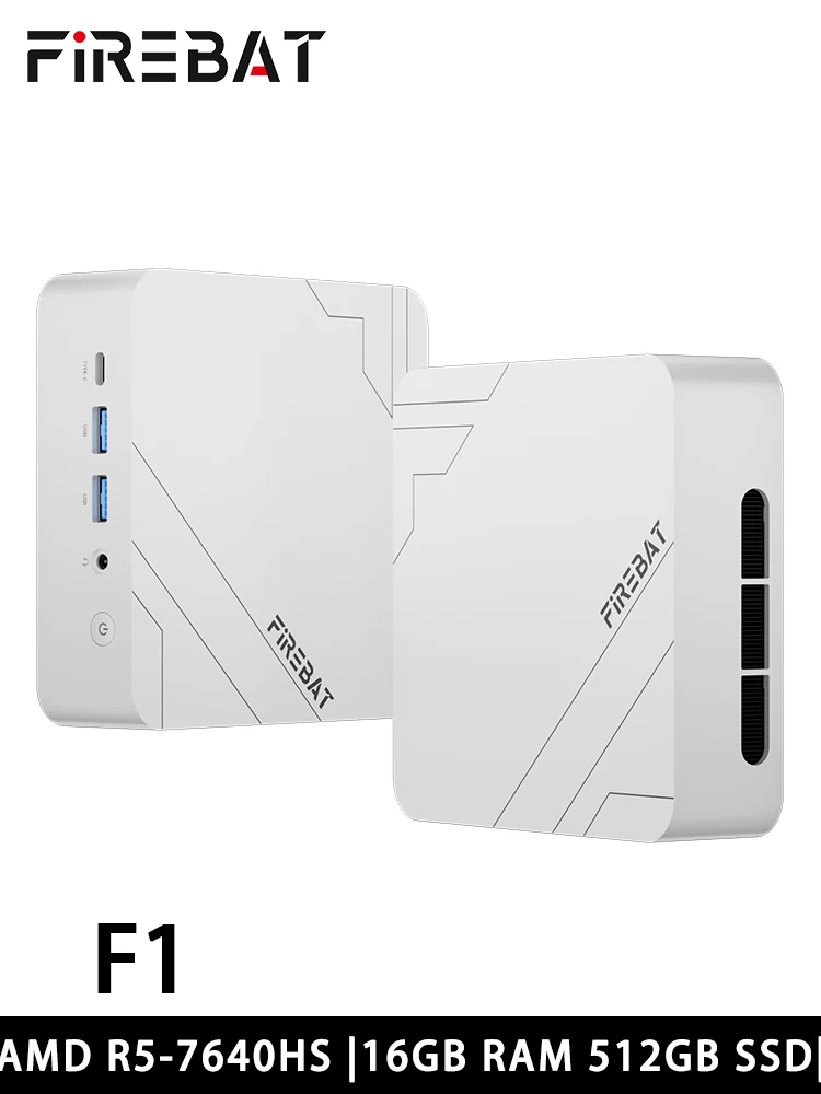FIREBAT F1 MINI PC AMD Ryzen 5 7640HS DDR5 16GB RAM 512GB SSD WIFI6 BT5.2 Finestra portatile 11 Pro Gaming Computer desktop