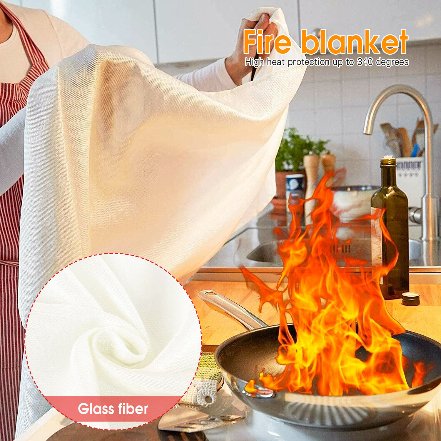 Fire Blanket 1m/1.5m For Home Kitchen Office Caravans Emergency Lightweight Fire Safety Equipment Protective Blanket For Kitchen