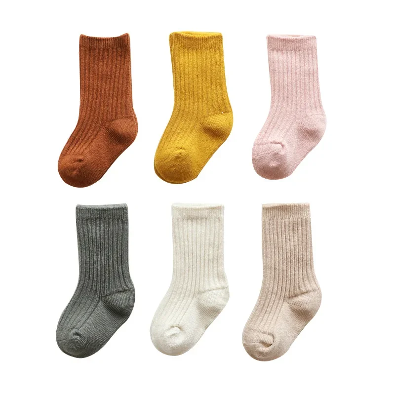 Calcetines largos gruesos de algodón a rayas para bebés, calcetines cálidos para niños pequeños, accesorios de ropa para niños, Otoño e Invierno