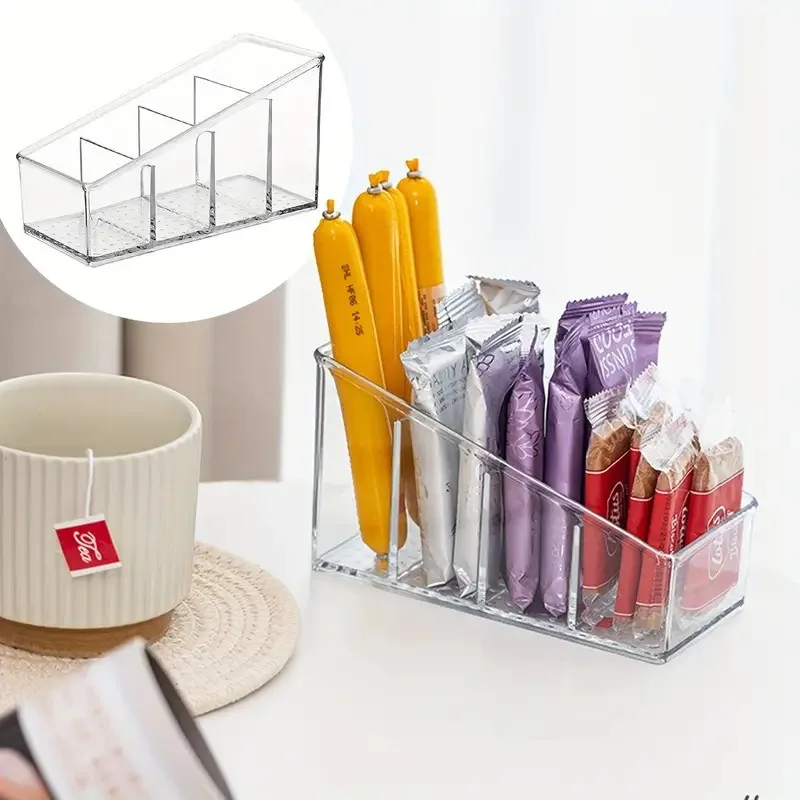 Supporto per controllo Romote con 4 scomparti Porta Romote trasparente Decorazioni per la casa Accessori da cucina Make Up Orangizer