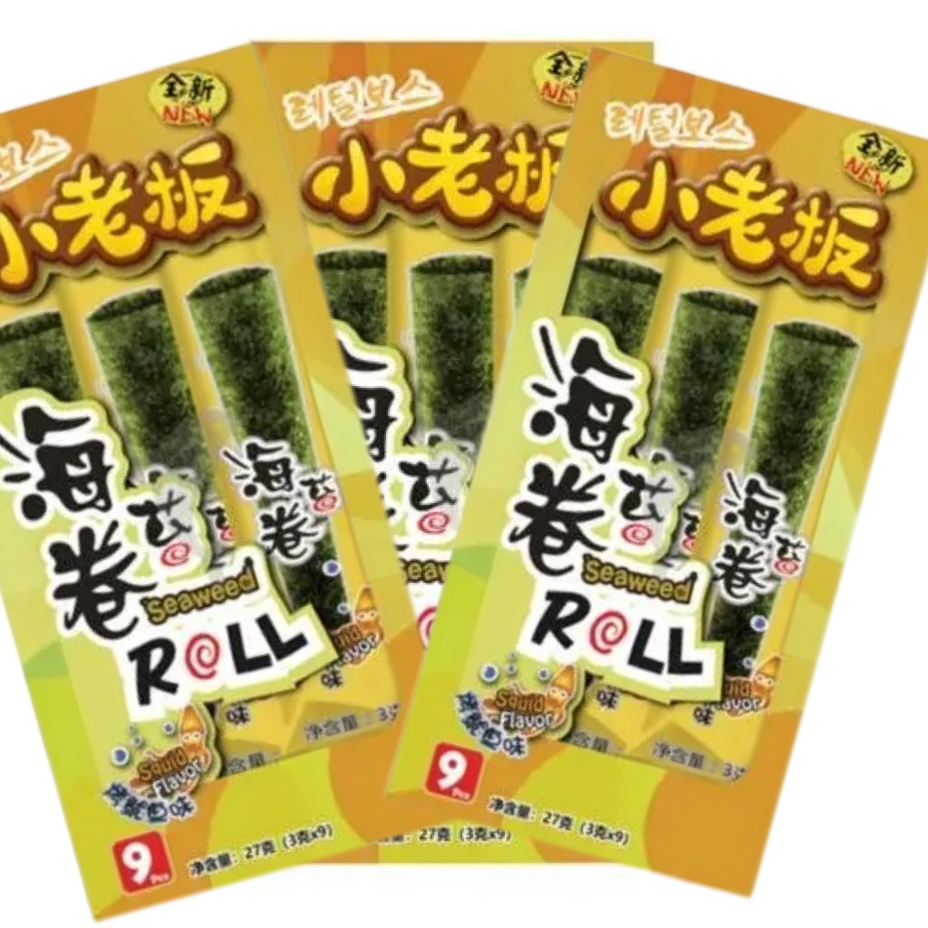 Tao Kae Noi, Seaweed Rolls (Squid Flavor), Pack of 3, 27g/box
