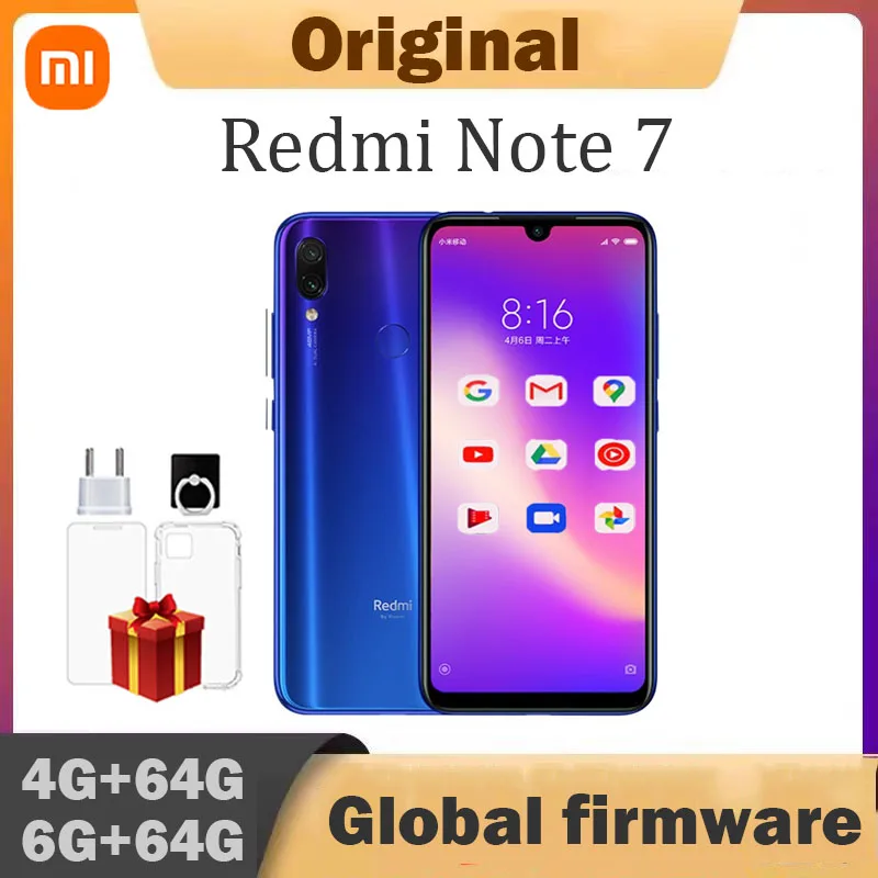 Firmware Global Xiaomi Redmi Note 7 almacenamiento para teléfono inteligente Snapdragon 660 Sensor de huellas dactilares trasero Original teléfono usado