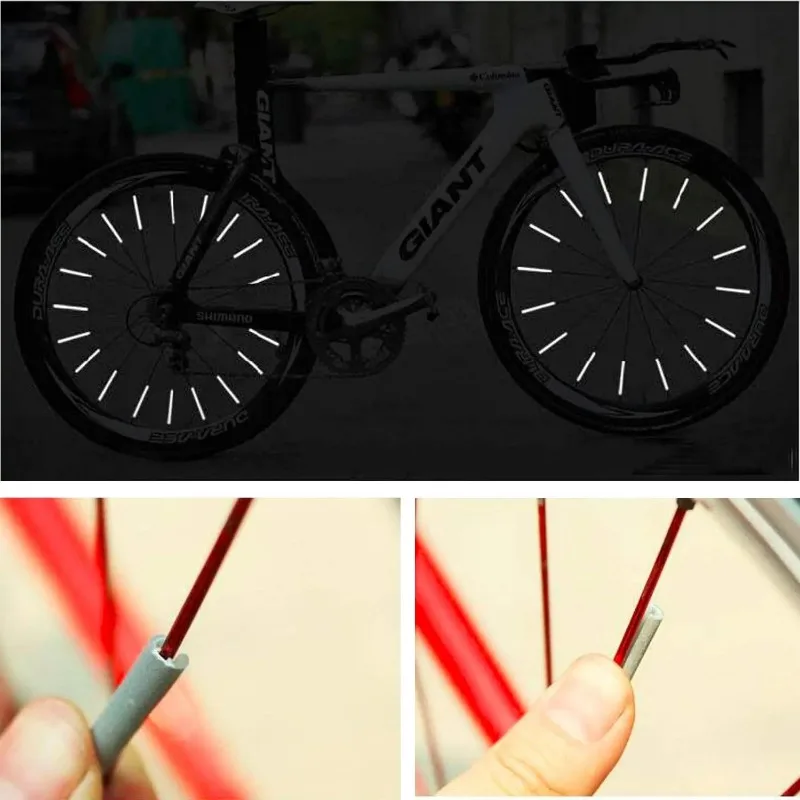 Tube Warning Strip 12Pcs Reflective Mount Clip  Bicycle Wheel Spoke Reflector Stripe Steel Wire Lamp MTB Bike Reflector Light