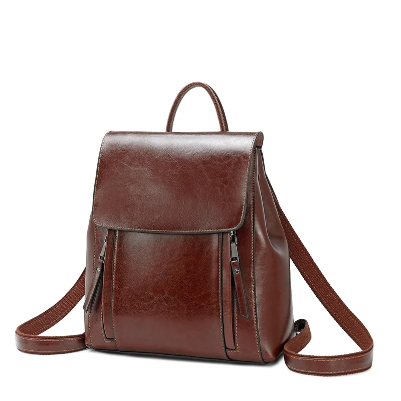 Zaino da donna Borsa a tracolla a tracolla Borsa a tracolla per laptop in vera pelle per ragazze da scuola femminile in pelle naturale