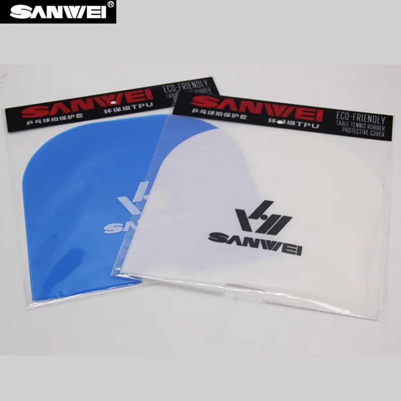 Sanwei dupla face raquete de tênis de mesa película protetora à prova de poeira anti-oxidação tênis de mesa bat protetor de borracha capa 1/2pc