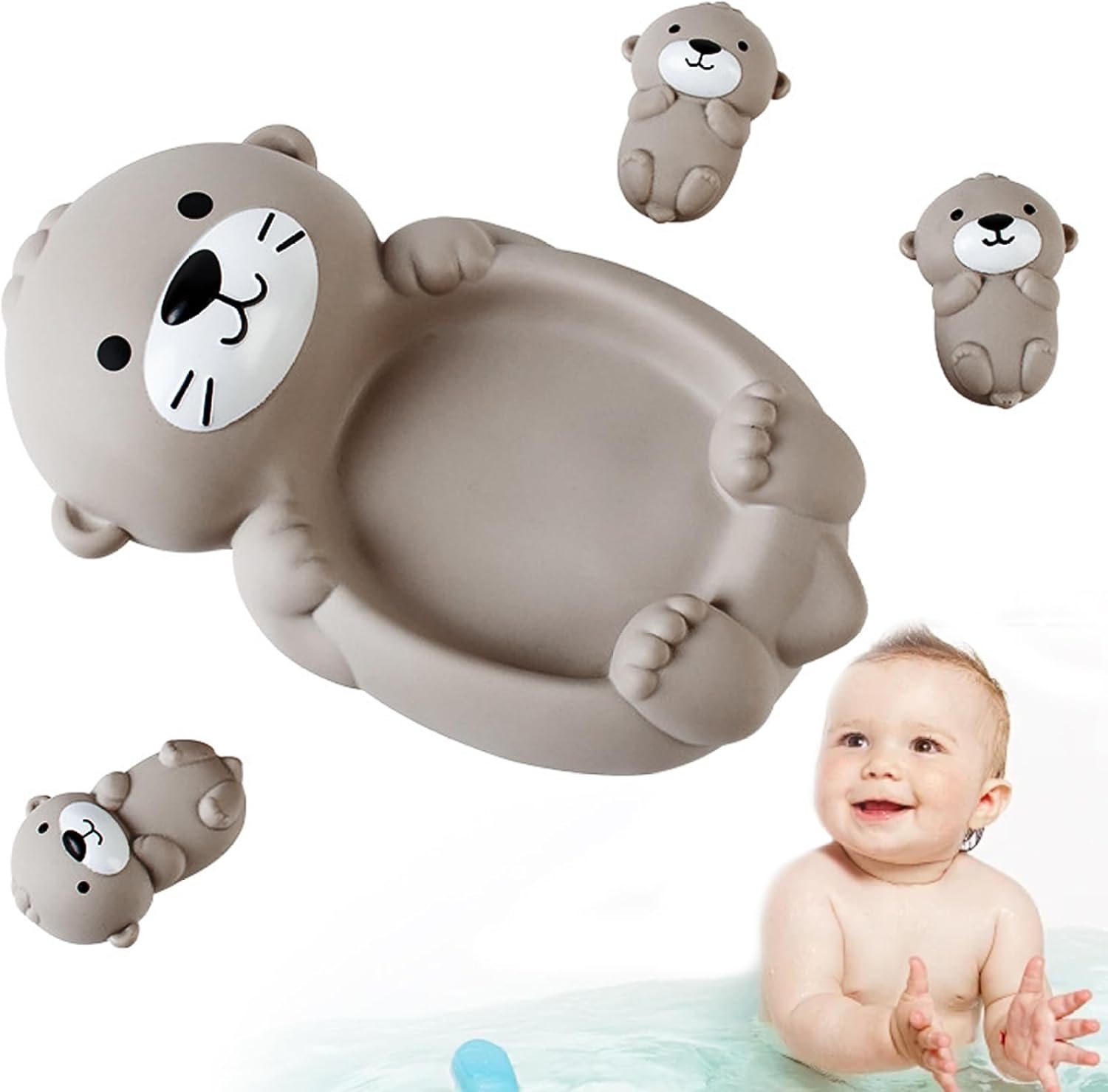 Baby-Badespielzeug, 1 weiblicher Otter und 3 Babyotter, Kinder, Badezimmer, Pool, Strand, für Kinder, Wasserspielen, weiche Squeeze-Badewanne, Spielzeug, Geschenk