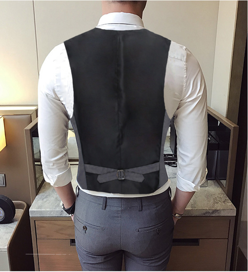 ファッションシングルブレストスーツベスト男性のためのグレーブラックハイエンド男性チョッキスリムフィットフォーマルビジネスカジュアルベストプラスサイズ 7XL