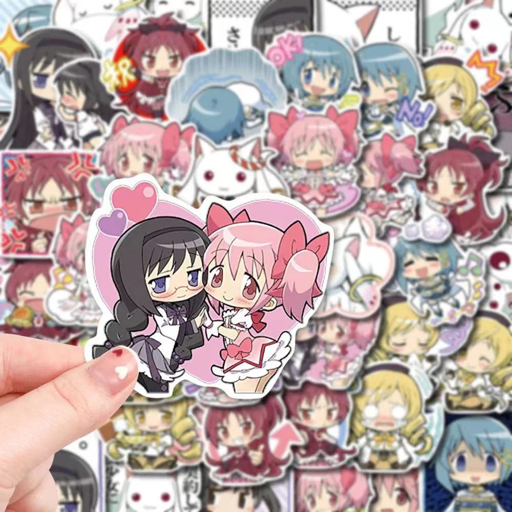 10/30/48 pçs kawaii anime puella magi madoka magica adesivos kaname madoka akemi homura decalques dos desenhos animados brinquedos diy capa de telefone portátil