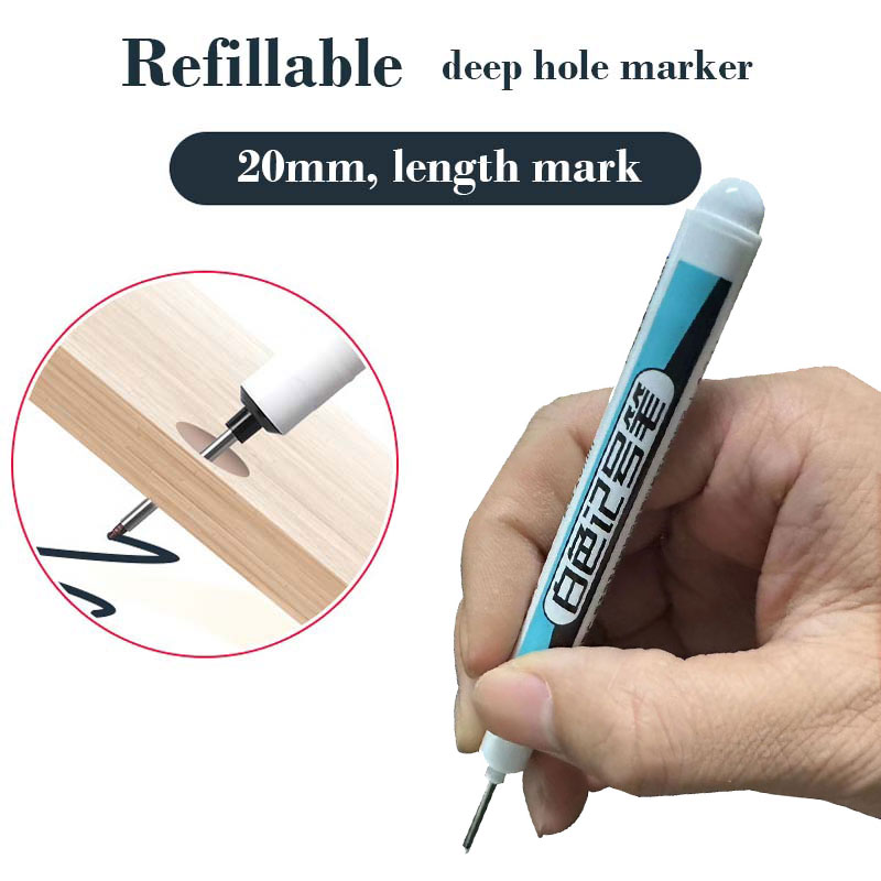 20MM Màu Đỏ/Đen/Xanh Dương Mực Dài Đầu Bút Đánh Dấu Phòng Tắm Gỗ Trang Trí Đa Năng Lỗ Sâu Cột Mốc bút