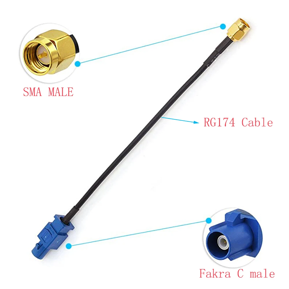 GPS Antenna Adapter Fakra C to SMA Male Pigtail Cable RG174 for Car DVR GPS Module Tracking Antenna Navigation System Receivers