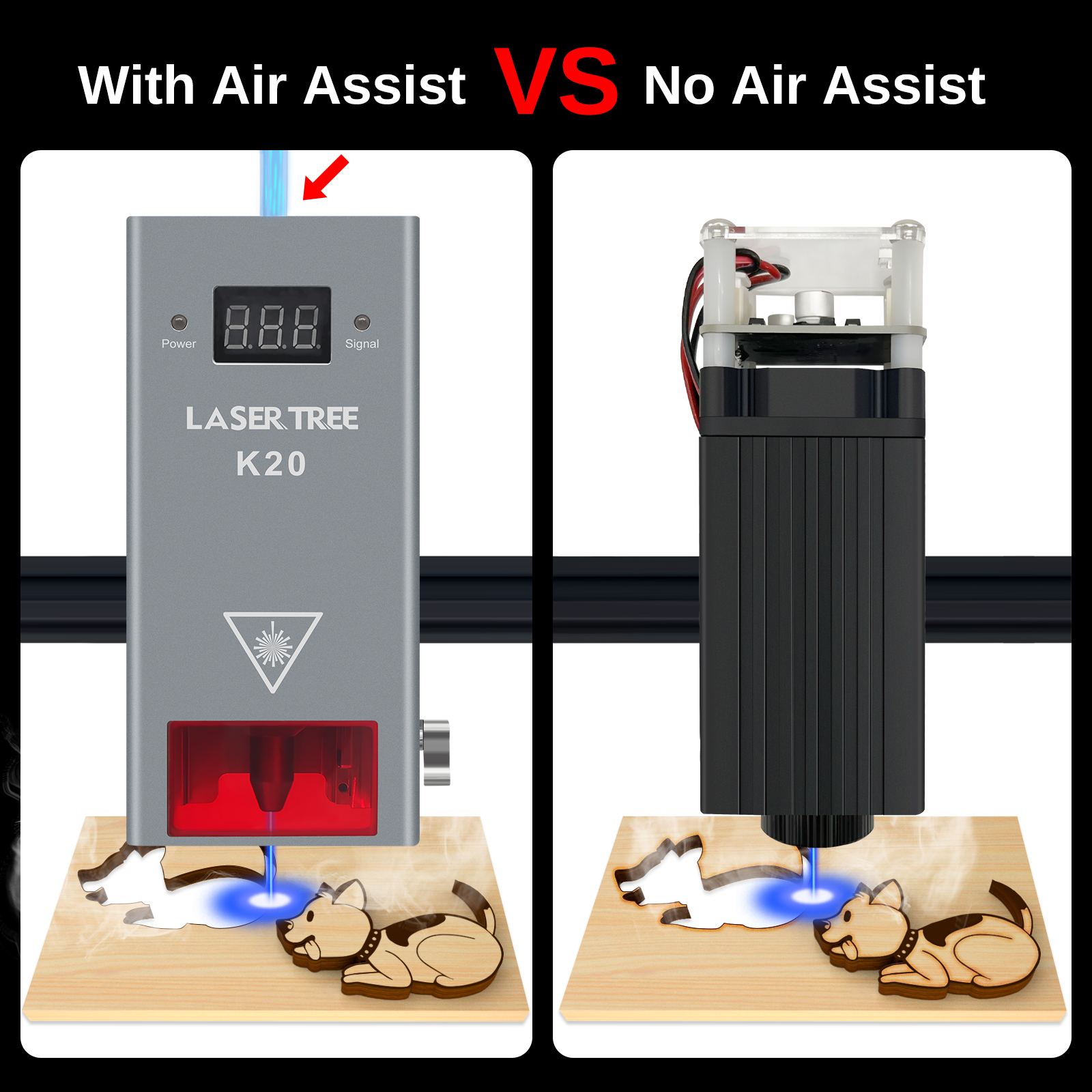 Árvore a laser k20 20w cabeça de laser de potência óptica com bico de assistência de ar módulo de 4 diodos para máquina de corte de gravador cnc ferramentas diy