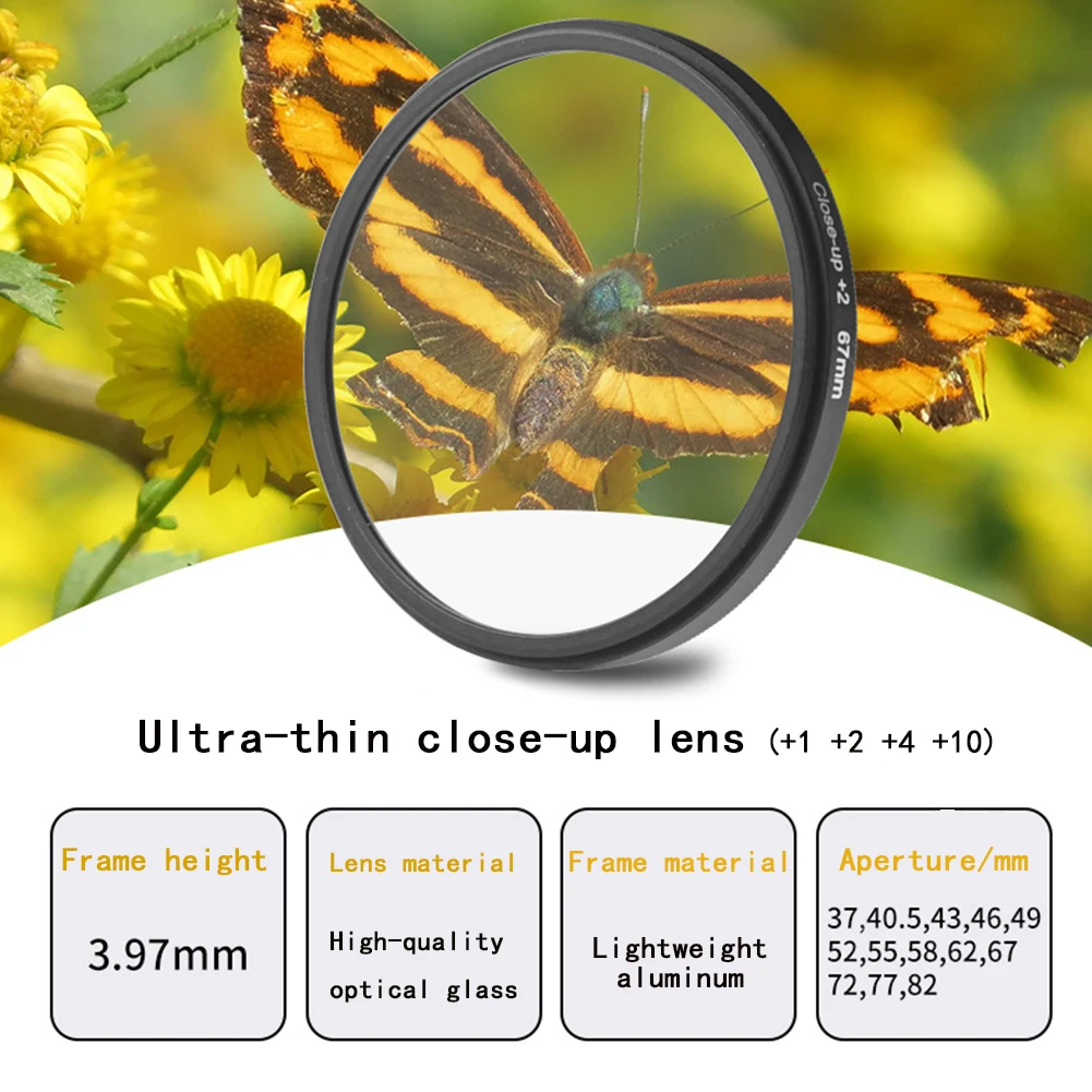 MYOBO Close Up Macro Filter +1 +2 +4 +10 for DSLR SLR Camera Close-up Len Filters - 37 40.5 43 46 49 52 55 58 62 67 72 77 82 mm